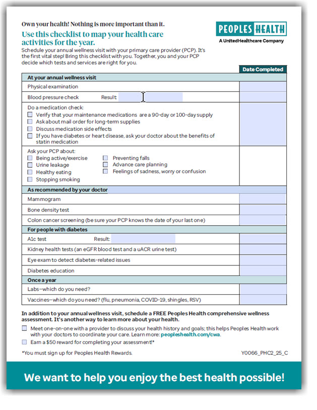 Preventive care checklist